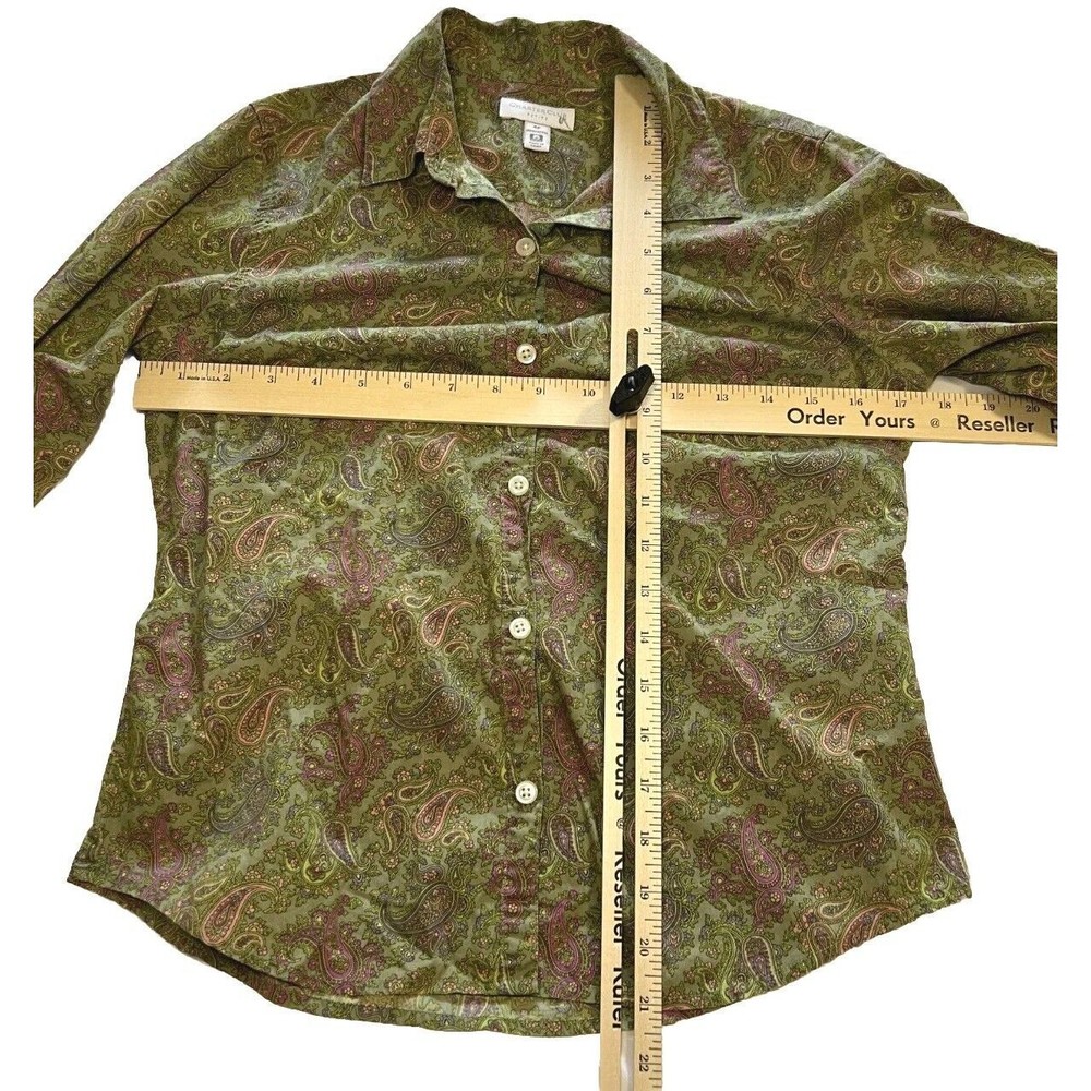 Charter Club Womens Shirt Button-Up Paisley 100% Cotton Long Sleeve Size 4P - Picture 9 of 9